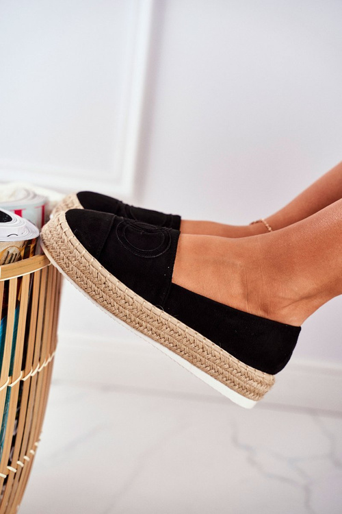 Women's Espadrilles Thick Sole Linen Black Febi