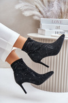 Slip On Decorative Stiletto Booties S.Barski HY42-161 Black