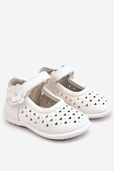 Children's high openwork ballerinas with Velcro White Jianna