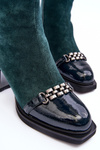 Suede Boots On Massive Block SBarski MR870-70 Green