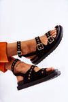 Women's Suede Sandals With Straps Black Parys