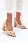 Heels with decoration beige Celira