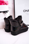 Children's Snow Boots With Fur Petrol Black Princess