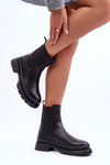 Leather Massive Boots Ankle Boots Black Rosan