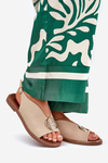 Flat elegant sandals with decoration beige Iseliria