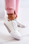Women's Leather Sneakers White and Grey Mikayla