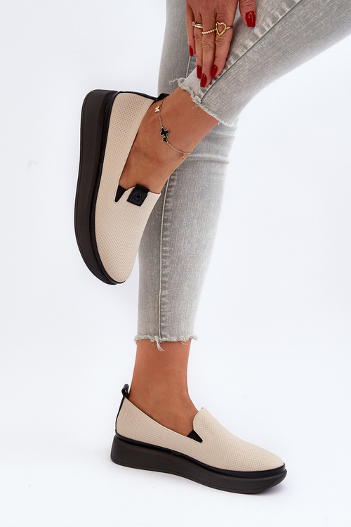 Women's Leather Espadrilles on Platform Beige Tigera