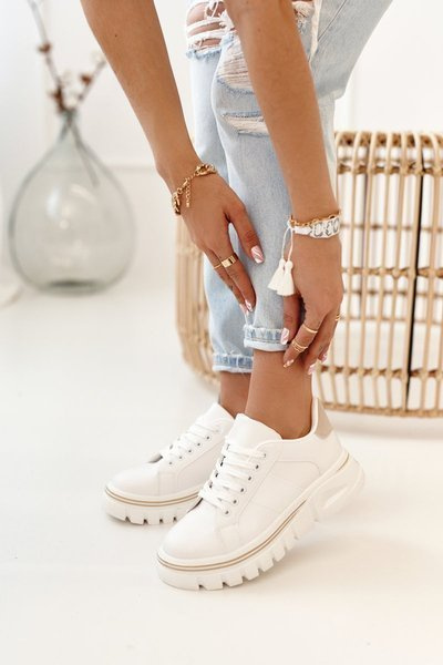 Women's Sneakers On A Chunky Sole White Beige Riri
