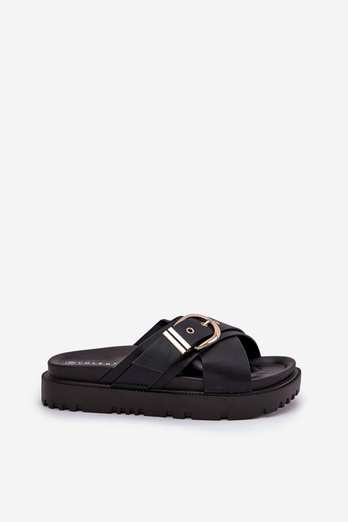 Platform Sandals With Buckle Black Honavia