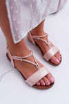 Women's Flat Sandals With Straps And Zircons Pink Madeline