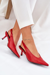 High Heels With Open Heel Eco Leather Red Aricandia