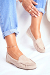Sergio Leone Women's Suede Beige Moccasins MK722