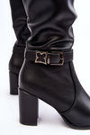 Women's Knee-high Boots with Buckle and Faux Fur Black Sendilia