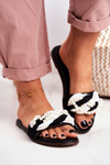 Women's Slides Lu Boo Black Pearls Braids Flora