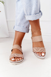 Suede Sandals With Cubic Zirconia Beige Cora