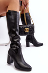 Women's Over-the-Knee Boots on Heel Black Nelamessa
