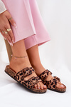 Ladies Slippers With Clear On Cork Sole Leopard Brown Sercele