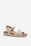 Comfortable And Lightweight Women's Sandals With Velcro Inblu CN000041 Beige-Silver