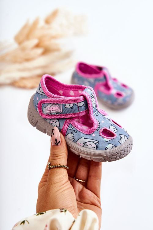 Buty Papcie Kotki Niebiesko-Różowe Befado 533P014