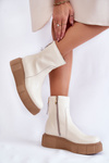 Women's Leather Boots On The Platform Light beige Jenefer 