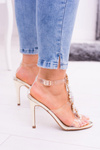 Lu Boo Gold Stiletto Zircon Sandals Serenade