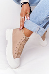 Women's High Sneakers On A Chunky Sole Light Brown Trissy