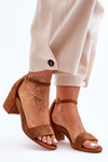 Suede Classic Low Heel Sandals Camel Honeymoon 