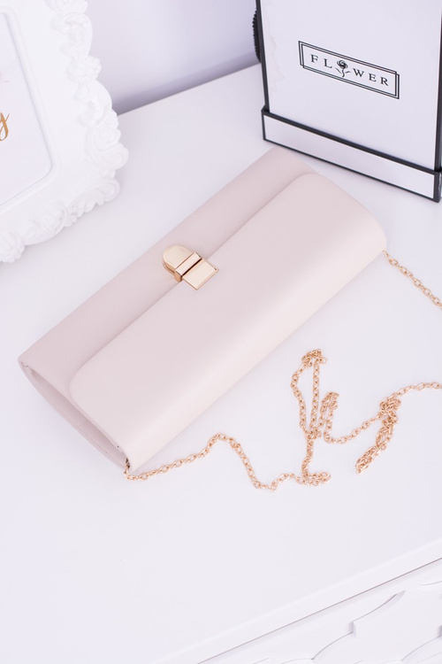 Women's Beige Clutch Bag Gold Chain