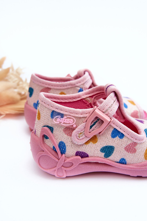 Heart Slippers Papcie Befado 213P140 Pink