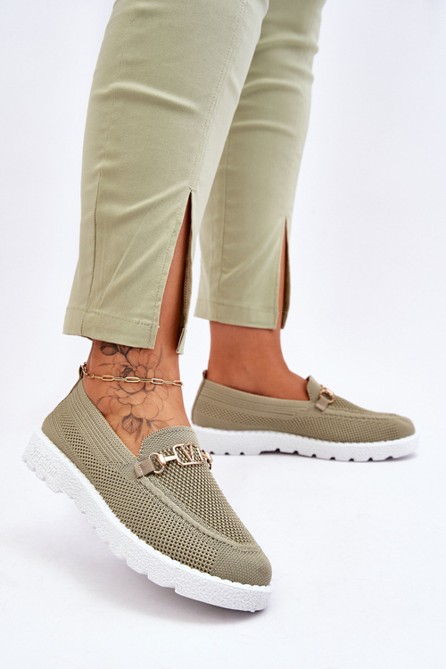 Tenisówki Damskie Wsuwane Slip-On Ozdoba Zielone Alena