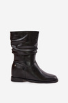 Leather Women's Boots With Gathering Lined Maciejka K7211 02 Black