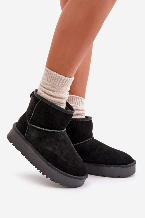 Women's Suede Snow Boots On Platform Above Ankle Black Rianaella