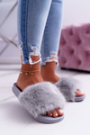 Women's Flip Flops with Fur Light Grey NiceFur