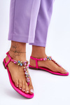 Suede Flip Flops With Stones Pink Frency