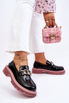 Patent Moccasins With Chain GOE LL2N4039 Black-Purple