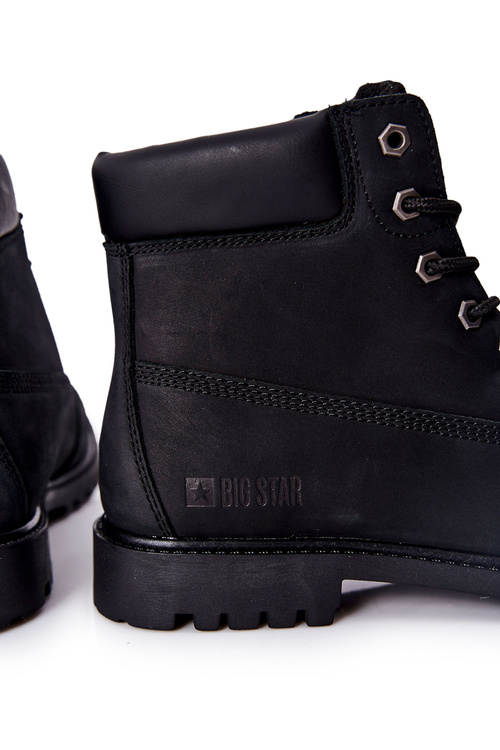 Skórzane Botki Trapery Big Star II174263 Czarne
