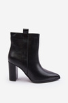 Women's Leather Boots On Heel Black Vevine
