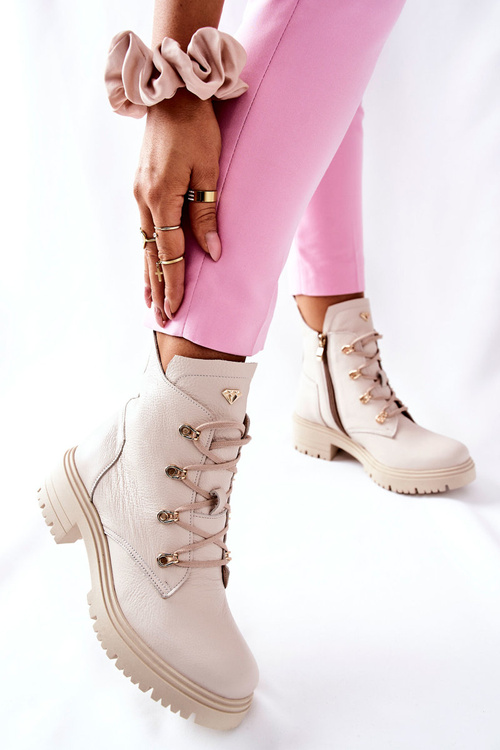 Women’s Leather Boots Beige Nicole 2674