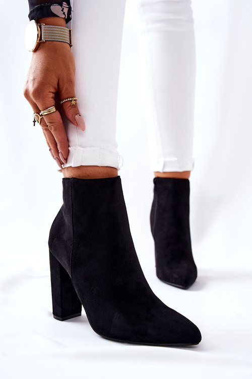 Suede Stiletto Booties Black Rinasa