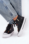 Leather High Top Sneakers Women GOE RR2N4101 Black