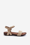 Zazoo 40027 Flat Women's Leather Sandals Beige