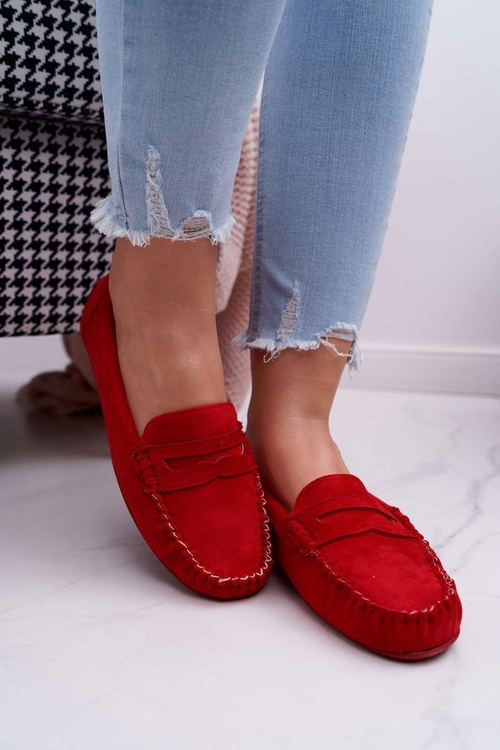 Women's Mocassins Red Suede Bolero