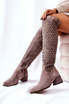 Openwork Suede High Boots Light brown Hekilea