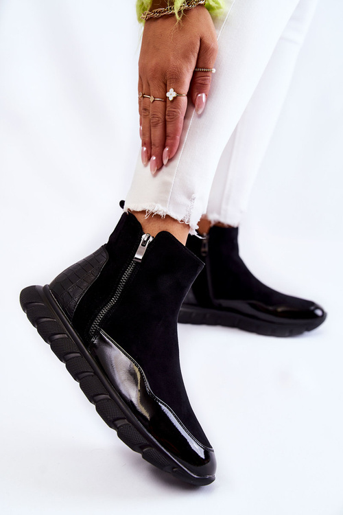 Botki Skóra Damskie Czarne Vinceza 23-10789