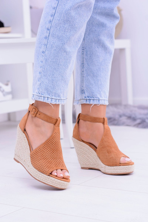 Suede Espadrilles Sandals On Anchor Camel Sunlast