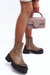 Leather Ankle Boots On Massive Platform Beige Lisencca