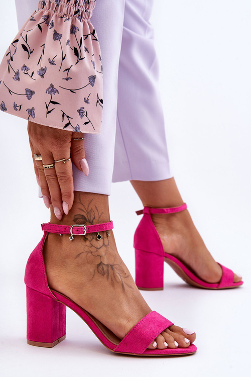 Suede High Heel Sandals Fuchsia Madame
