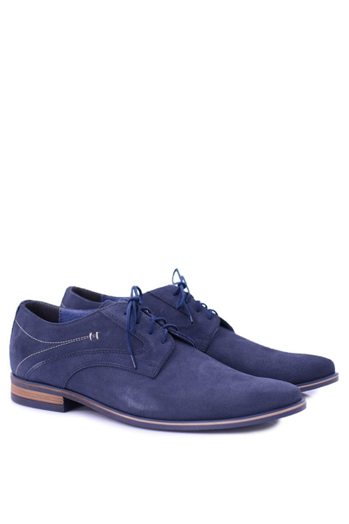 Men's Bednarek Elegant Leather Suede Semi Shoes Navy Blue Eligio