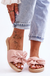 Fashionable women's slippers with a bow Pink Estera