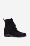 Suede women's ankle boots Zazoo 3085 black with decorative flowers
